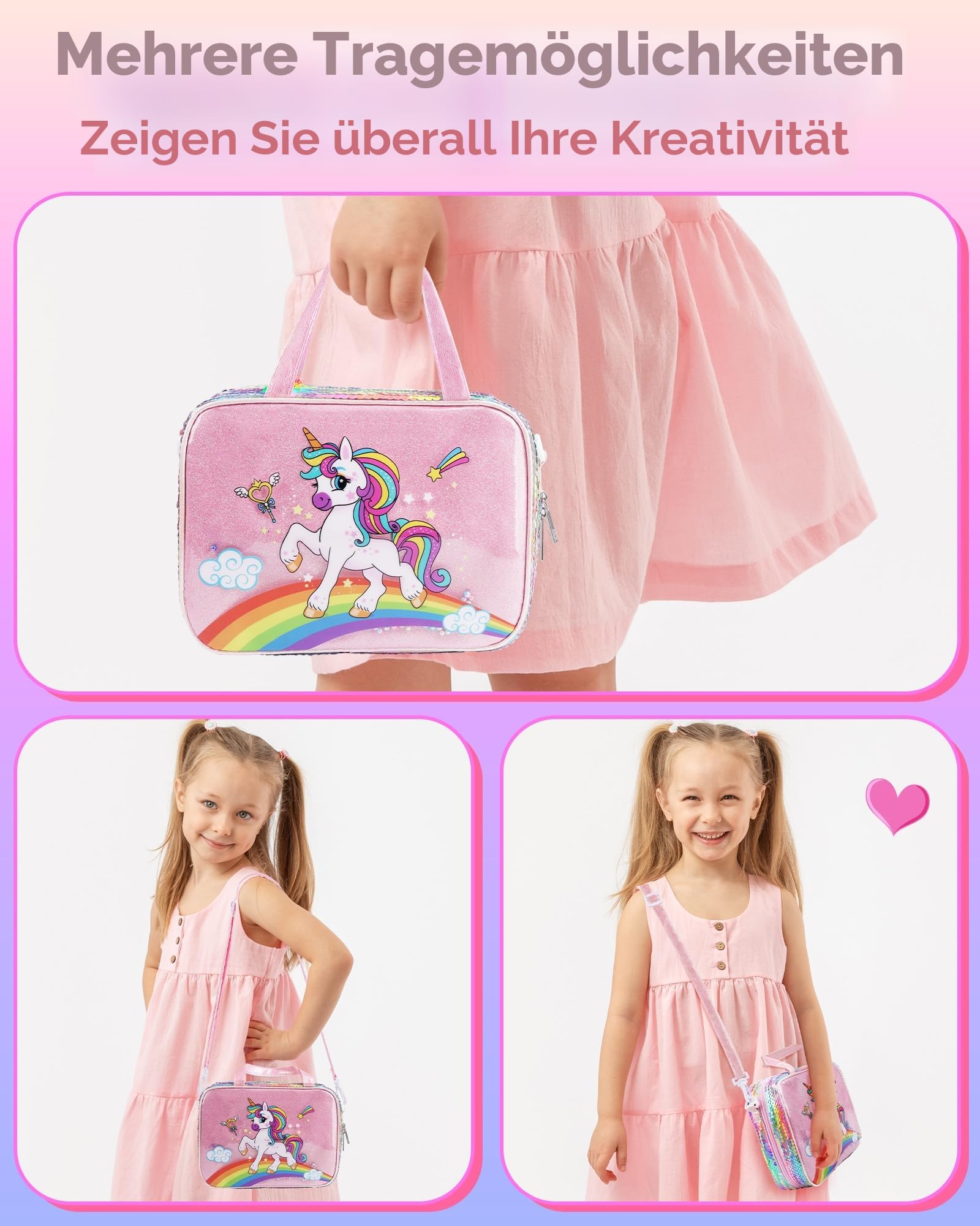 D-FantiX Einhorn Geschenke für Mädchen 4 5 6 7 8-12 Jahre, Malstifte Filzstifte Malset, Buntstifte Set Handtasche Spielzeug für Kinder, Stifte Zeichenset Geschenk Kinder