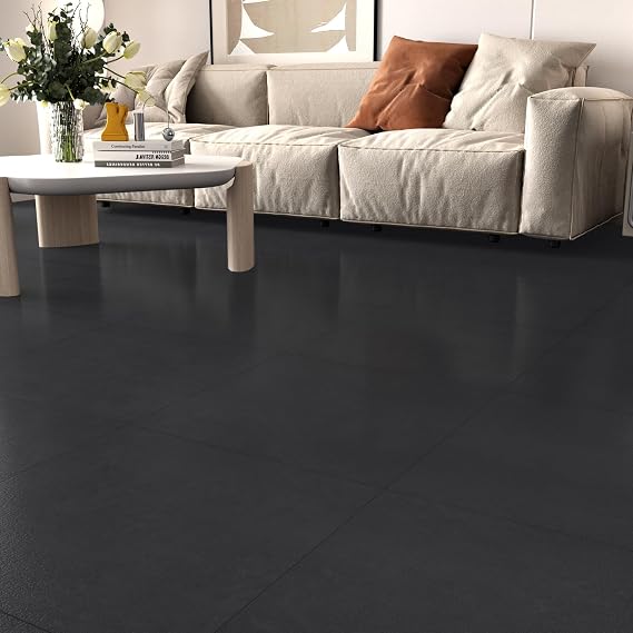 WESTICK Black Marble Peel and Stick Floor Tile Bathroom Self Adhesive Vinyl Floor Tiles Peel and Stick Waterproof Tile Flooring Removable Floor Tile Stickers for Bedroom RV Camper 5 Pcs 12 x 12