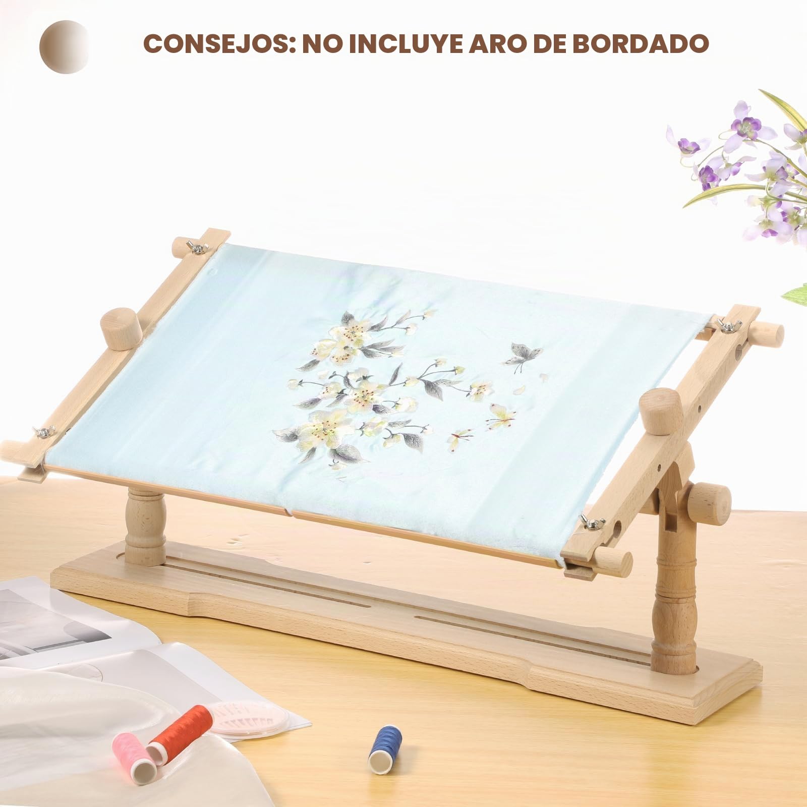 PATIKIL Soporte Para Bastidor De Bordado Soporte Giratorio Ajustable | De Madera De Haya, Para Bordado A Punto De Cruz, Para Proyectos De Artesanía DIY, Costura Y Labores De Aguja, Estilo 2