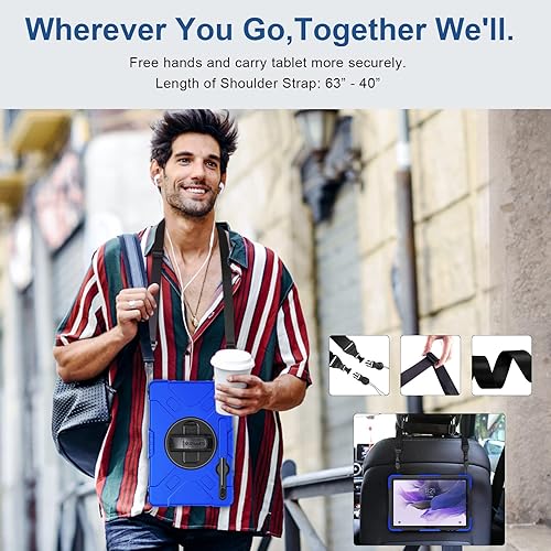 Miniatura 5 de SUPFIVES Funda para Samsung Galaxy Tab S7 FE de 12.4 pulgadas 2021 Grado militar mejorado funda protectora de silicona suave de cuerpo completo -