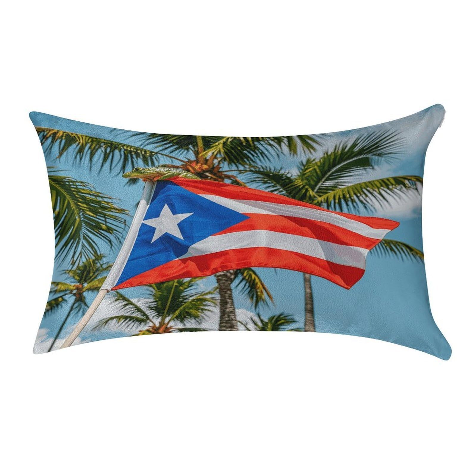 Puerto Rico Flags Frog Palm Trees Pillow Covers Home Decor Pillow Cases