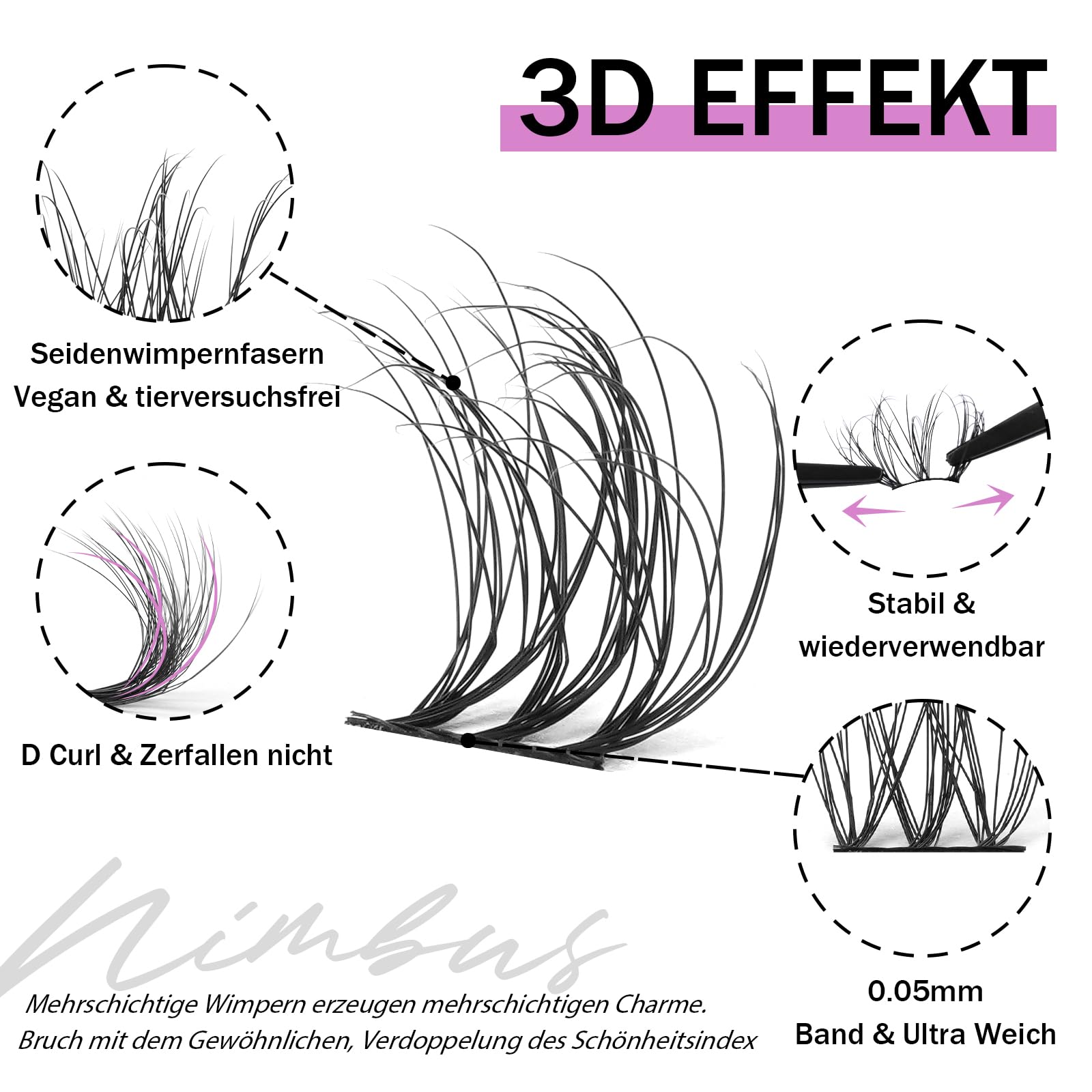Mayhug 3D Cluster Lashes Fluffy Lashes 8-18MM Individual Eyelashes 144 Pcs DIY Eyelash Extensions at Home (Prism) - Image 2