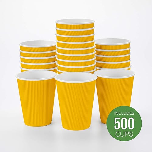Vista 261 de Vasos de café de papel aislado de pared corrugada, 8 oz, Anaranjado