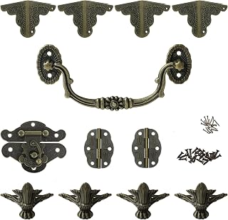 MOROBOR Antique Jewelry Box with Hinges and Corner Handles, DIY Corner Guards Kit, Jewelry Box, Bronze, Wooden Jewelry Box, Chest Storage Box, Legs and Corner Protector, Box Not Included