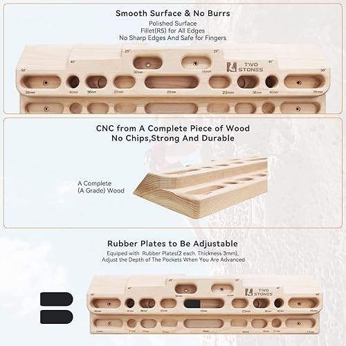 Miniatura 13 de TWO STONES Estación de entrenamiento montada en la puerta del diapasón de escalada en roca como barra de dominadas de escalada en roca, tabla