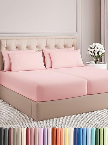 Vista 1002 de Juego de sábanas Split King de 7 piezas, sábanas transpirables y refrescantes, sábanas de hotel, bolsillos profundos, ajuste fácil, suaves y sin