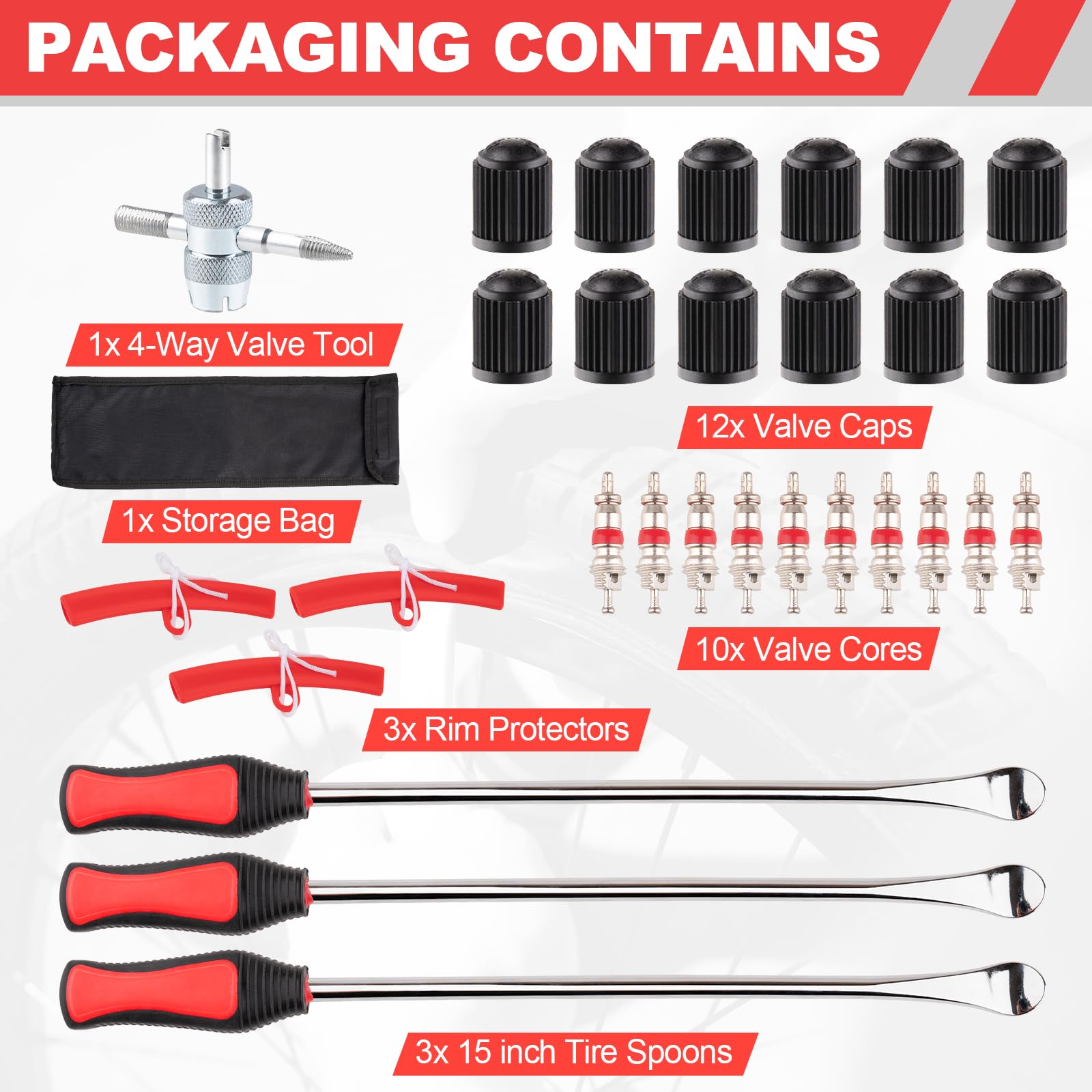 15 Tire Spoons Kit Tire Changing Tool for Motorcycles Dirt Bikes Lawn Mowers and More 29PCS Tire Removal — view 2