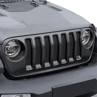 JeCar Front Grill Inserts & Headlight Cover Kit Compatible with Jeep Wrangler 2018-2023 JL & Unlimited, Black