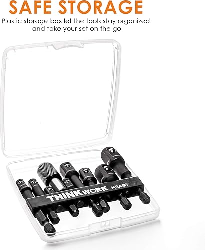 Vista 7 de THINKWORK Juego de adaptadores de enchufe de impacto, juego de adaptadores de enchufe de taladro de 1/4 pulgadas 3/8 pulgadas 1/2 pulgadas