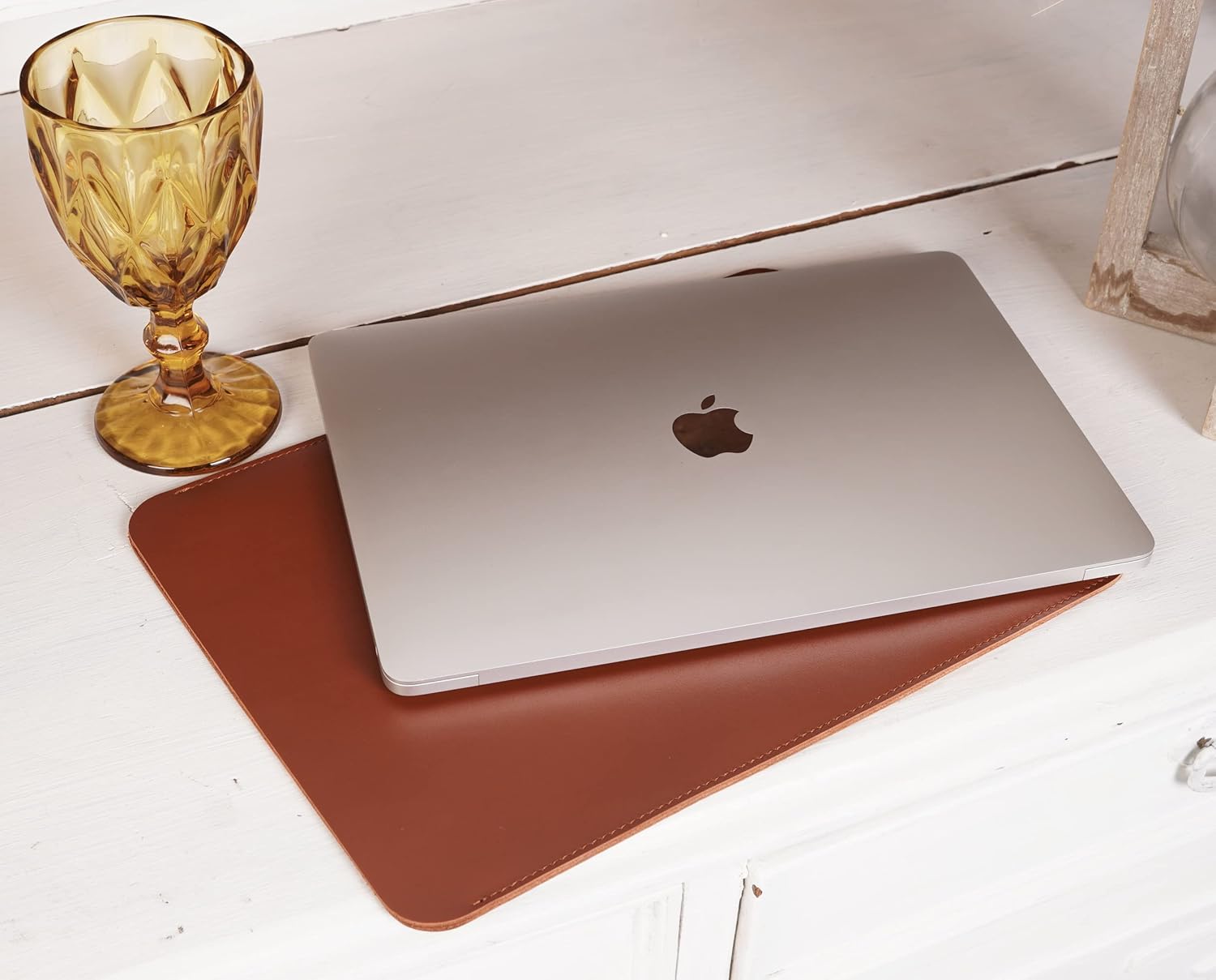 Genuine Leather Mac Sleeve for 13-inch MacBook Air 2018-2023 M1 M2 A2337 A2179 A1932 2018-2021, MacBook Pro M1/A2338 A2251 A2289 2016-2023, 12.9 iPad Pro case Bag Handmade Cognac