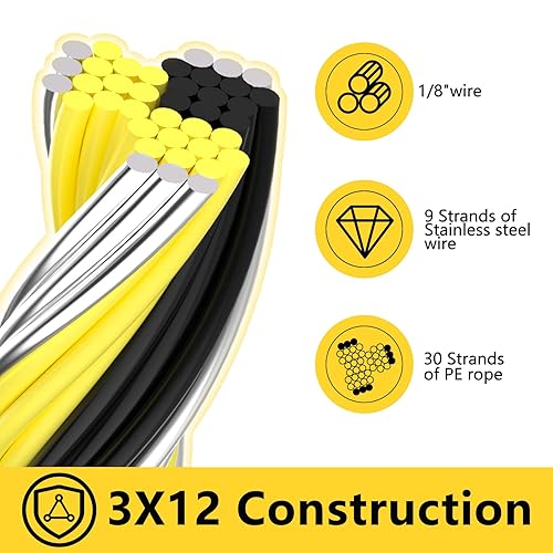 Miniatura 4 de Alambre eléctrico para valla de 3366 pies, 3,366.1 ft con 9 soportes de acero inoxidable, kit de cuerda de alambre de esgrima eléctrica para ganado,