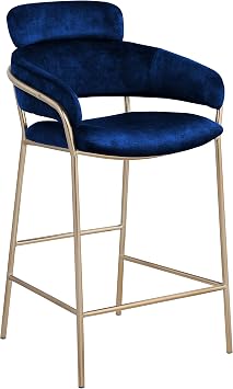 Meridian Furniture Yara Navy Velvet Counter Stool