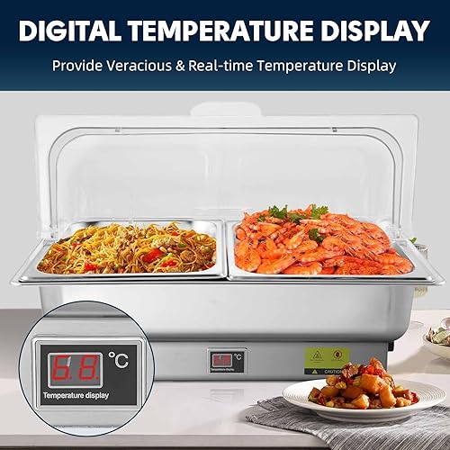 Miniatura 3 de THXSUN 700W Electric Chafing Dish, 2 x 4.5QT Half Size Chafing Dish Buffet Set with Rotary Knob to Adjust Temp 0C100C, Buffet Servers and Warmers