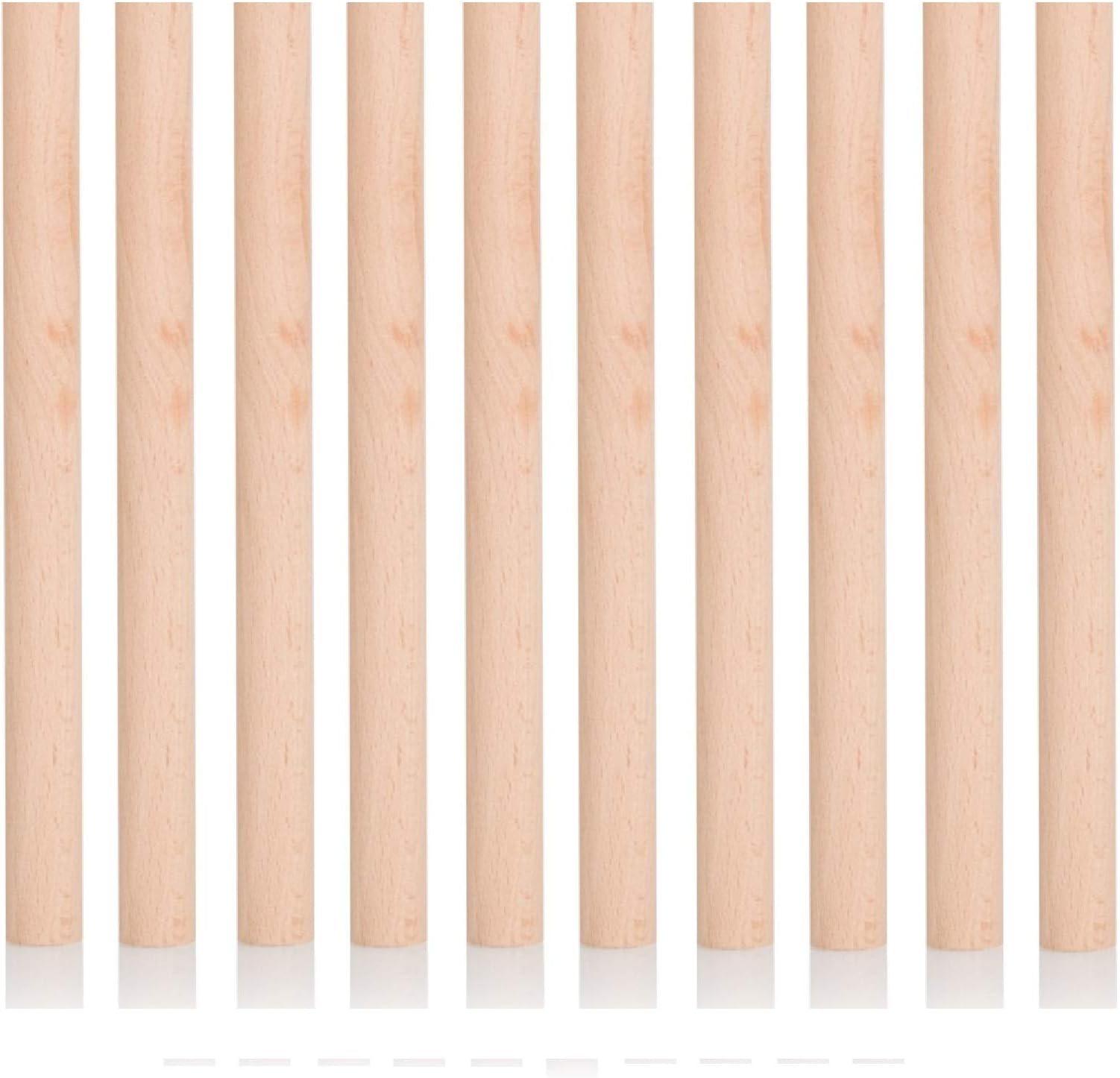 10 x Wooden Dowels, Craft Sticks 15mm thick 15cm long
