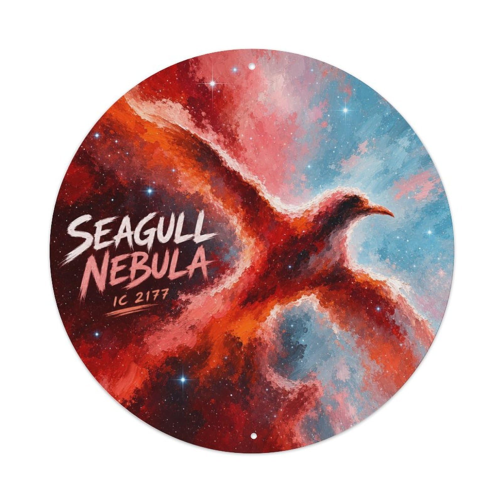 Seagull Nebula Cosmic Galaxy Celestial Astral Night Sky Metal Tin Sign Plaque Wall Decor for Cafe, Man Cave, Club Bar, Office, Home Garden Round Metal Poster 8x8Inch