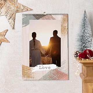 Wanapix | Personalisiert Wandkalender 2026 | Auf Deutsch | Wandkalender mit Foto | Silber Spirale | A4 | Braun