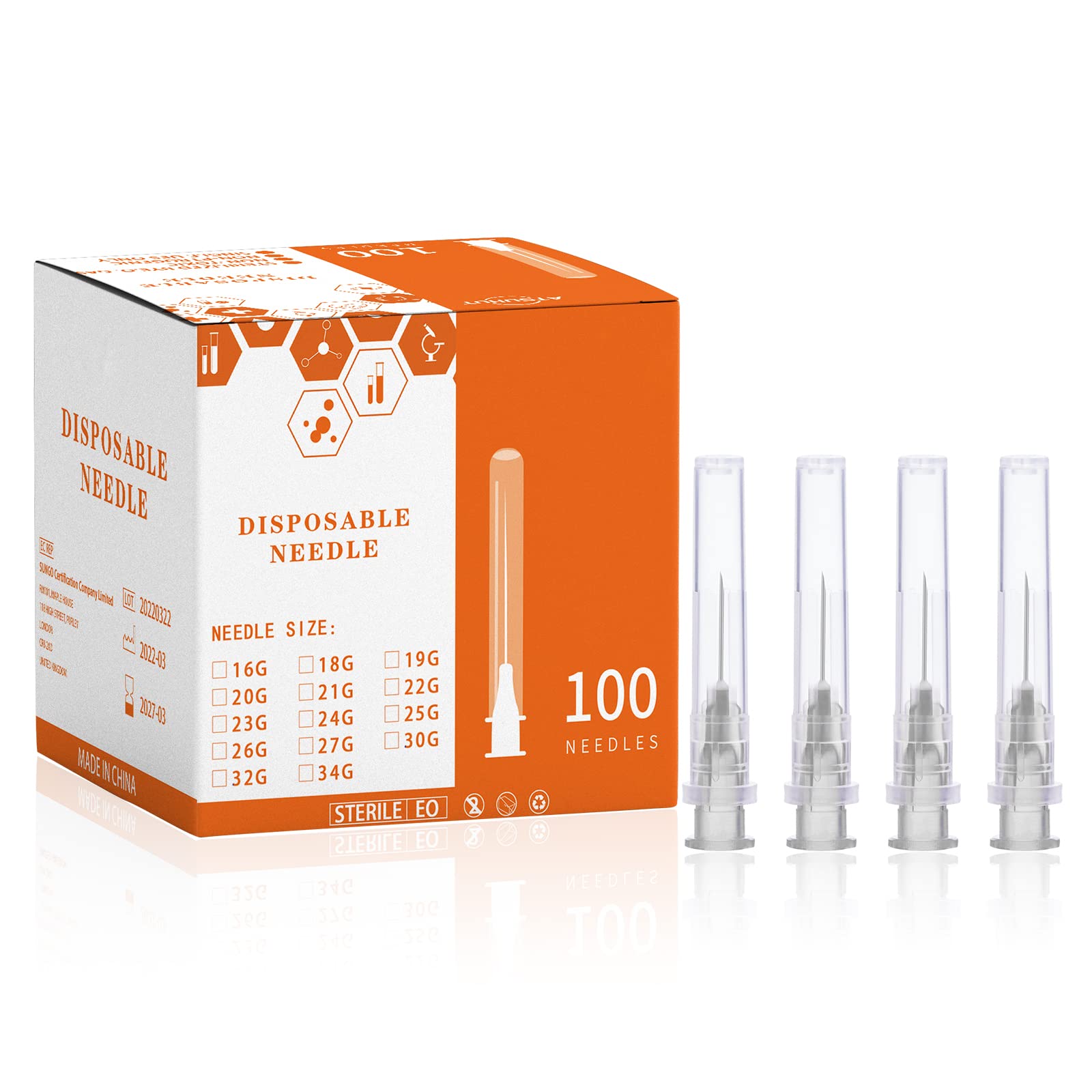 25Ga 1inch/25mm Disposable sterile Needles,Pack of 100 — Amazon image 11