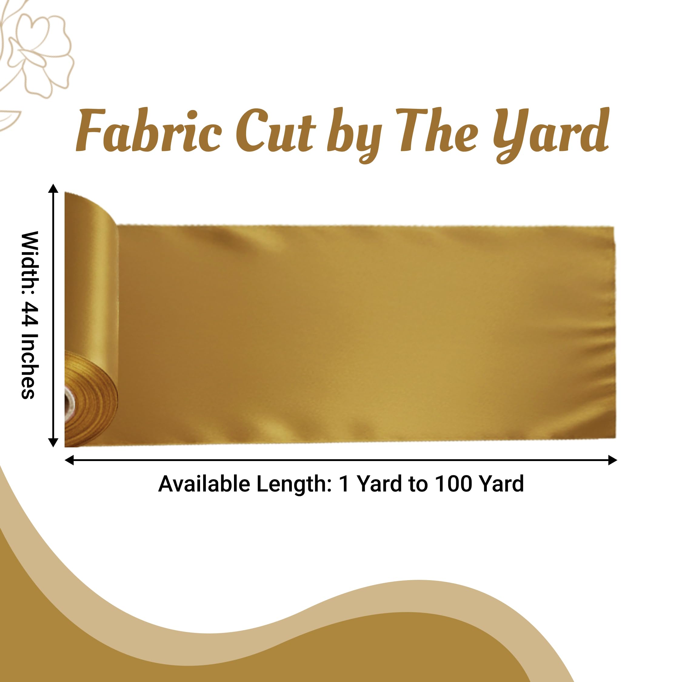 MDS Satin Fabric 5 Yards, 44" Wide, Silky Smooth Charmeuse Sateen Cloth for Wedding Arch Drapery Panel Backdrop Party Event Banquet Home Decoration Curtain Crafts DIY Sewing Costume - Gold — view 3