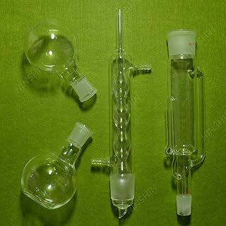 Nanshin lab Glass,250ml Soxhlet Extractor with Condenser,Pumping Tube and Two 2440 Flat flasks