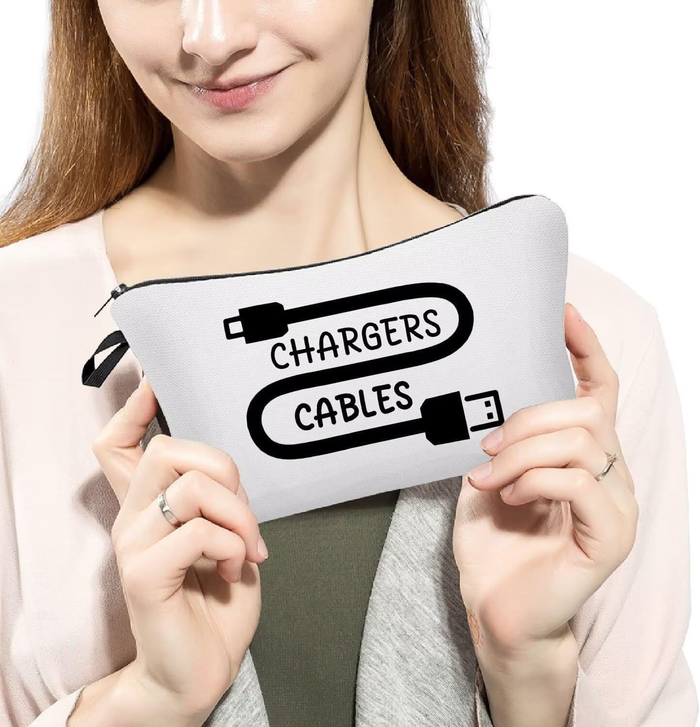 Chargers Cables Makeup Bag Cute Small Organizer Zipper Pouch Chargers Cables Cosmetic Bag Birthday Present for Women Friends - Image 3