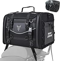 Vista 1 de MIGHTYDUTY Bolsa trasera para motocicleta, expandible de gran capacidad, 45-60L, bolsa de equipaje para motocicleta con cubierta para lluvia, tela