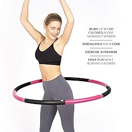 HEALTHYMODELLIFE Exercise Fitness Hoop for Adults - Easy to Spin, Premium Quality and Soft Padding Weighted Hoop - Detachable Hoops for Home & Gym Workouts - 3lbs
