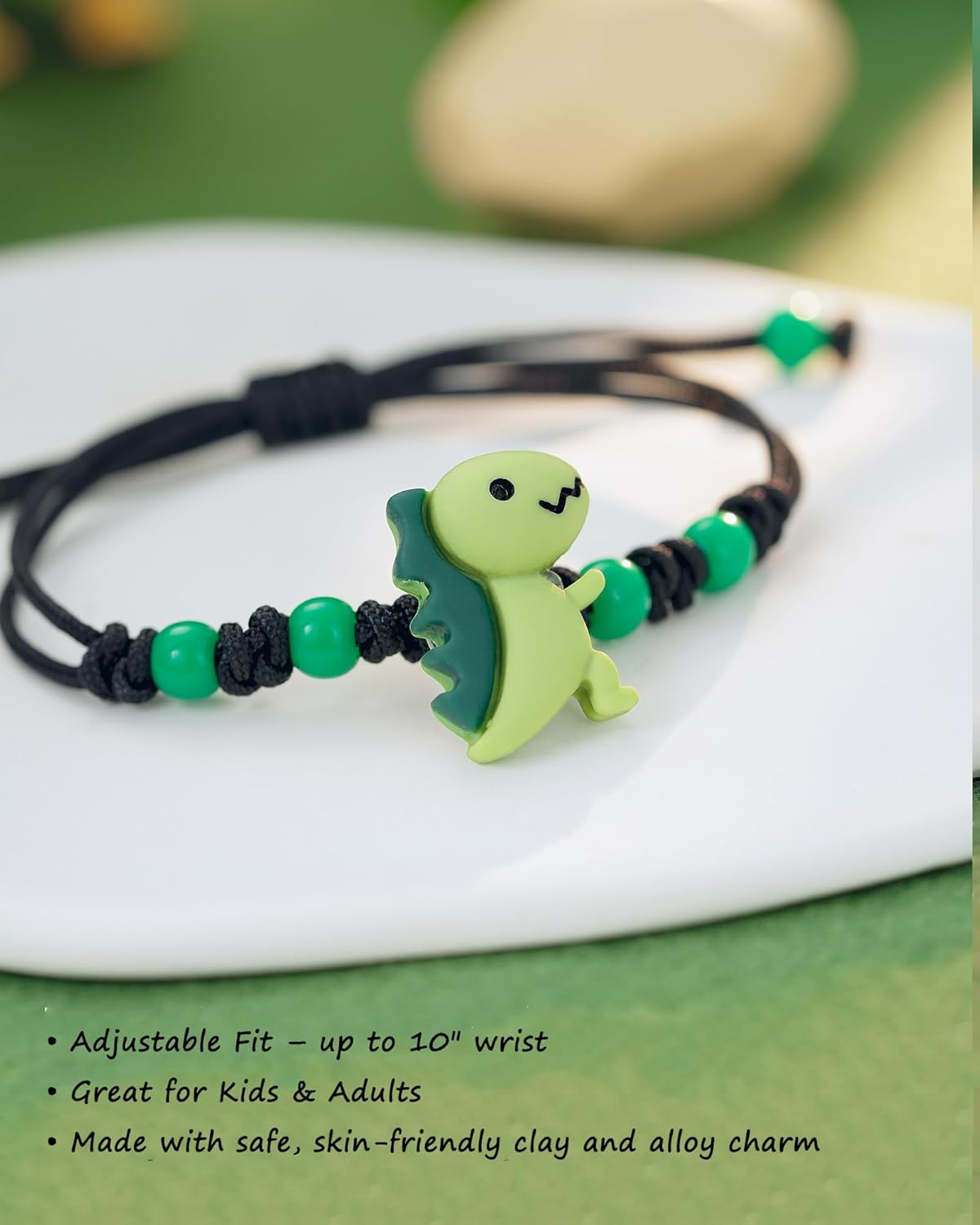 HGDEER Dinosaur Birthday Bracelet for Boys - Adjstable Bracelet Sibling Birthday Gift with Heartfelt Quote Card 4 5 6 7 8 Year Old Boy Gifts