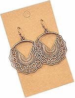 Handmade Antique Copper Filigree Hoop Dangle Earrings 1.5 Inch Lightweight Hoops by Sundance Dreams Designs