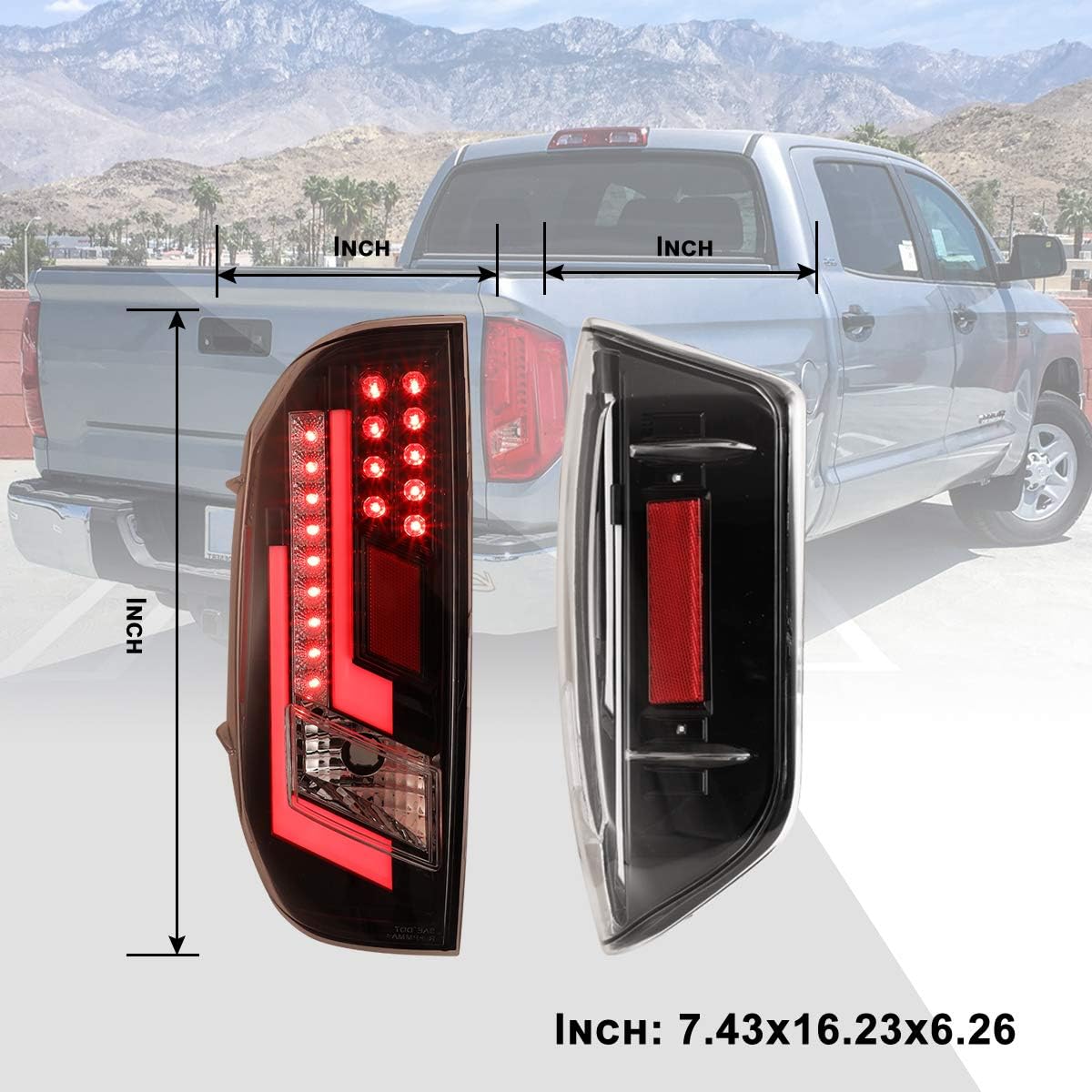 ROXX LED Tail Lights Assembly for 2014-2020 Toyota Tundra, Taillights with Led Turn Signal Light/DRL/Brake Light Rear Lights for Pickup Replacements Kits, Driver and Passenger side (Clear)