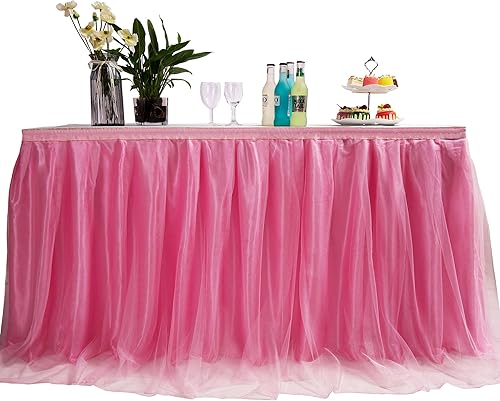 Falda para mesa de tutú de tul, decoración de mesa rectangular o redonda para fiesta de boda, dama de honor, hermana, disfraz, moda de lujo,