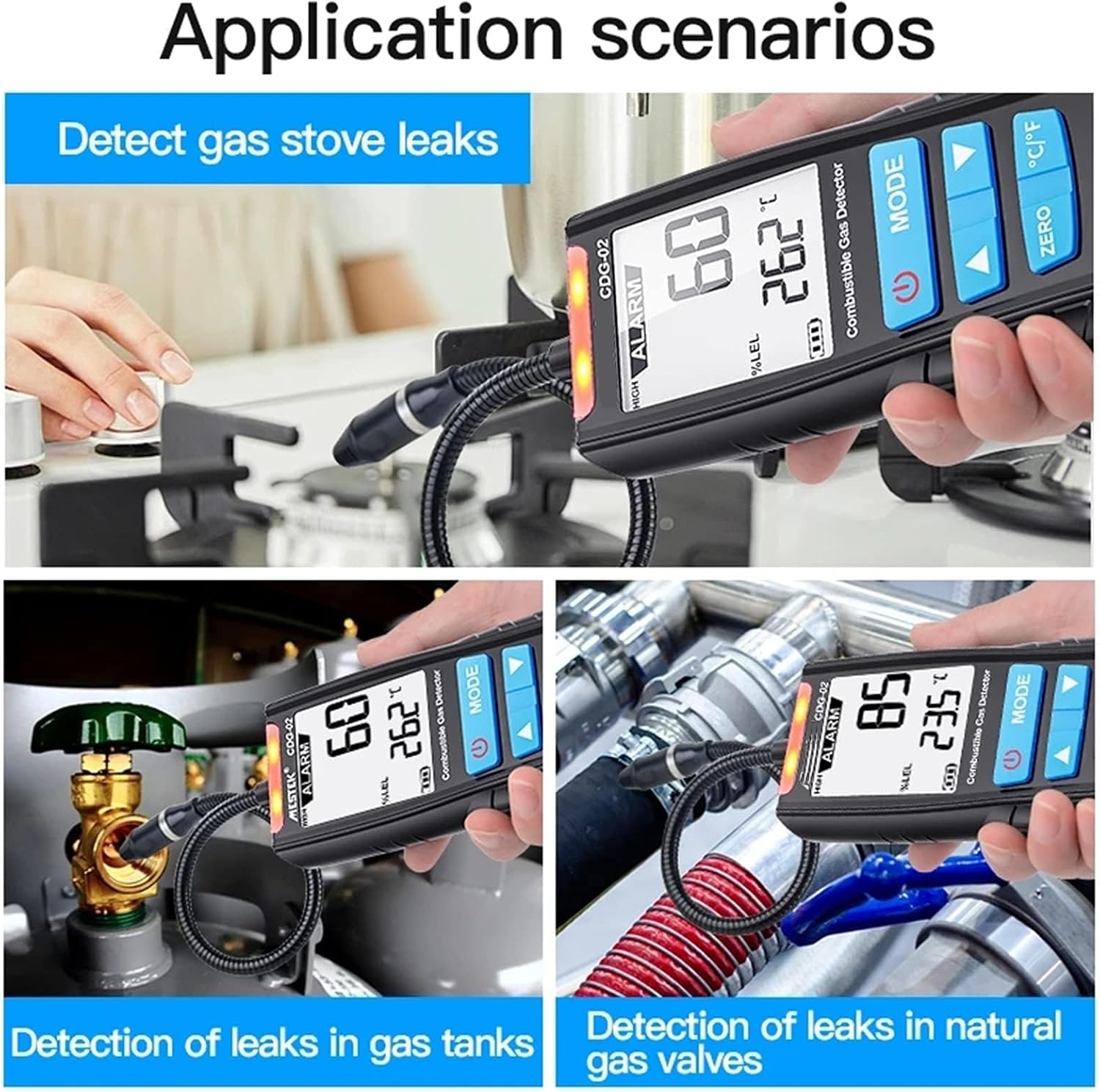 Air Quality Monitors, LCD Gas Analyzer Combustible Gas Detector Handheld Carbon Monoxide Meter Portable Co Gas Leak Detector Gas Monitor Tester,Cgd02 with Bag