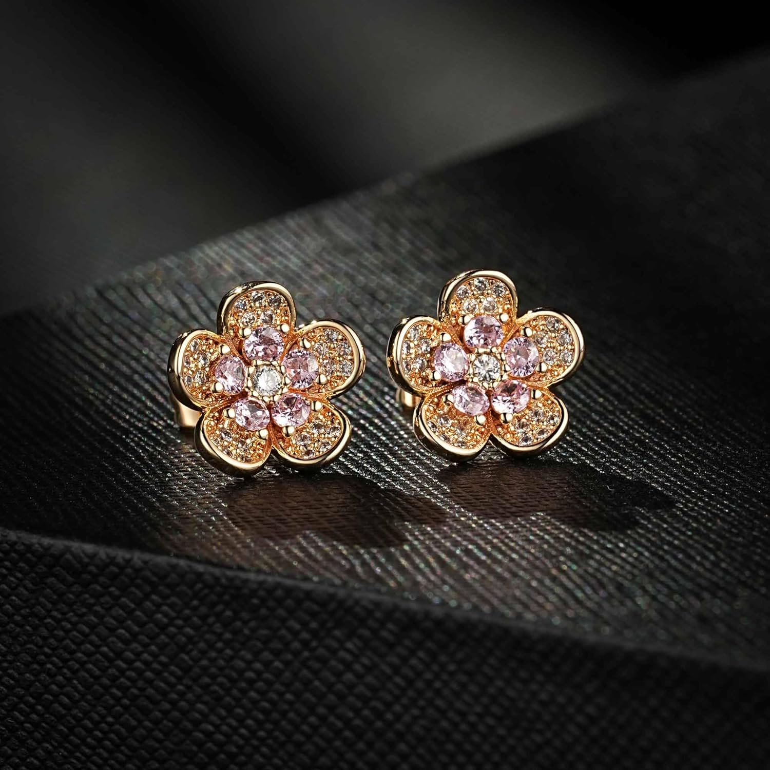 Austrian Crystal Flower Stud Earrings for Women 925 Sterling Silver Hypoallergenic Fashion Jewelry - Image 3