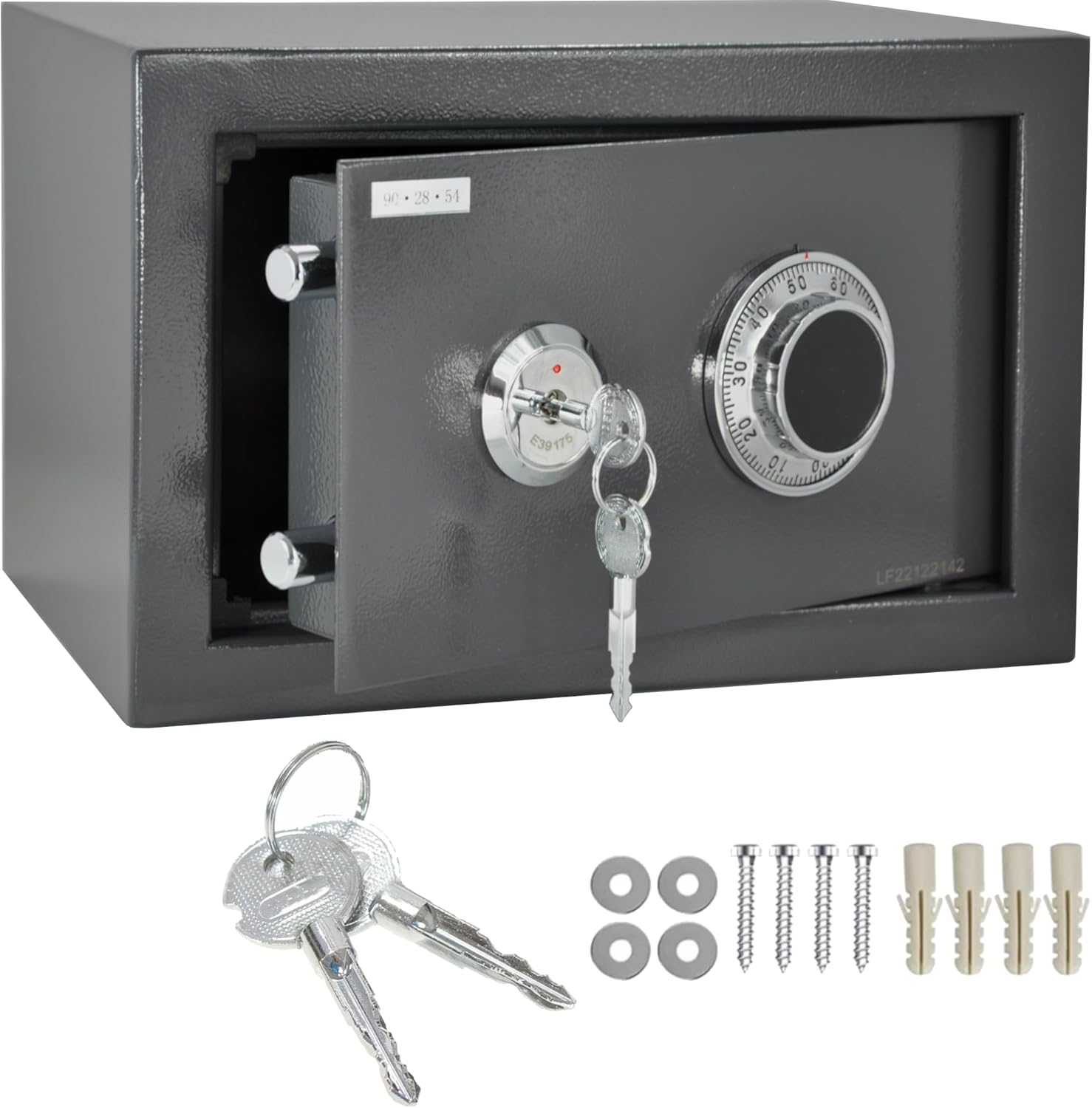 Safe Kluis Meubelkluis Met Mechanisch Cijferslot Dubbelbaardslot Kastkluis Geldkast Wandkluis Incl 2x Sleutel 6kg 9kg 350x250x250 Grijs 1341990793
