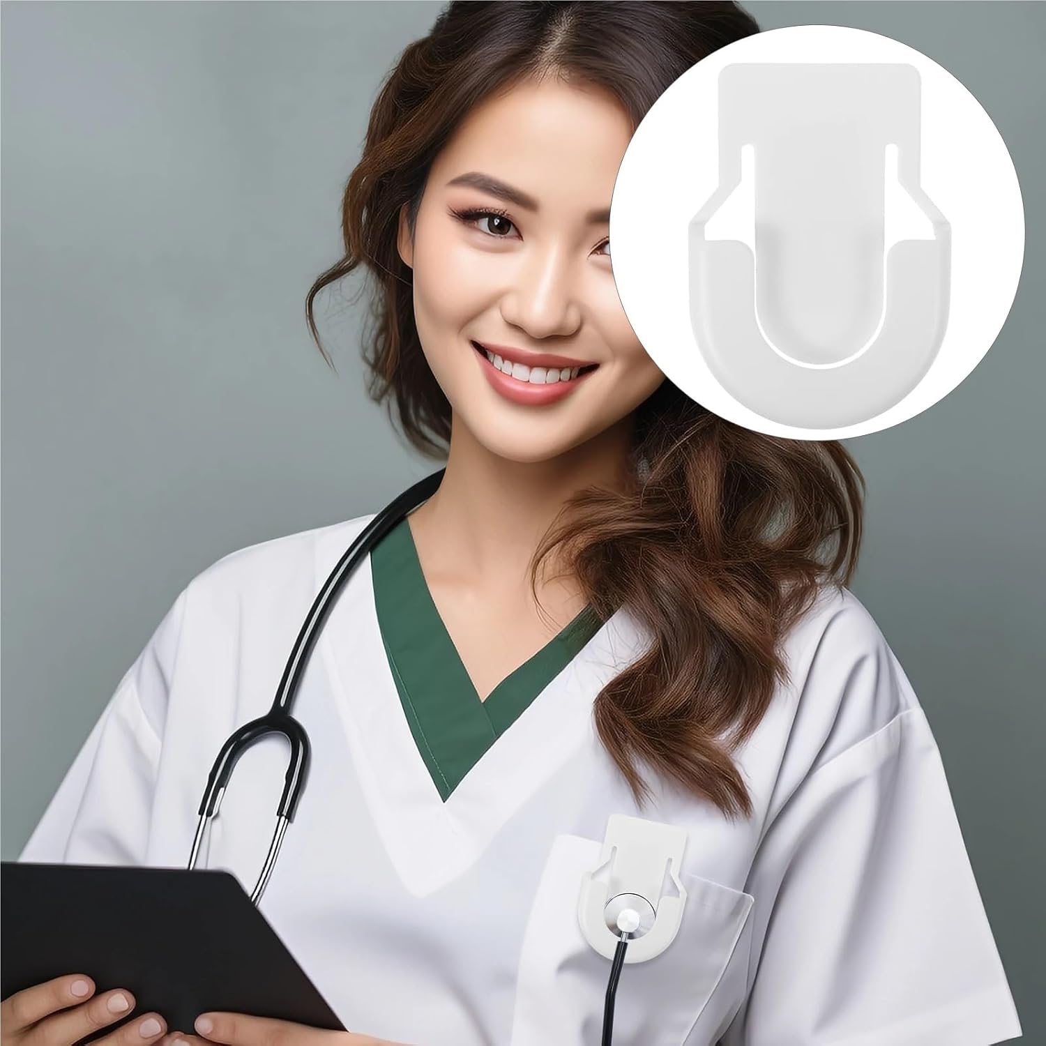 Stethoscope Holder Clip Replacement 6-Pack White Plastic for Nurses Medical Teaching Tools | Sturdy white plastic clips for stethoscopes under 48mm diameter. Easy install, portable, durable.