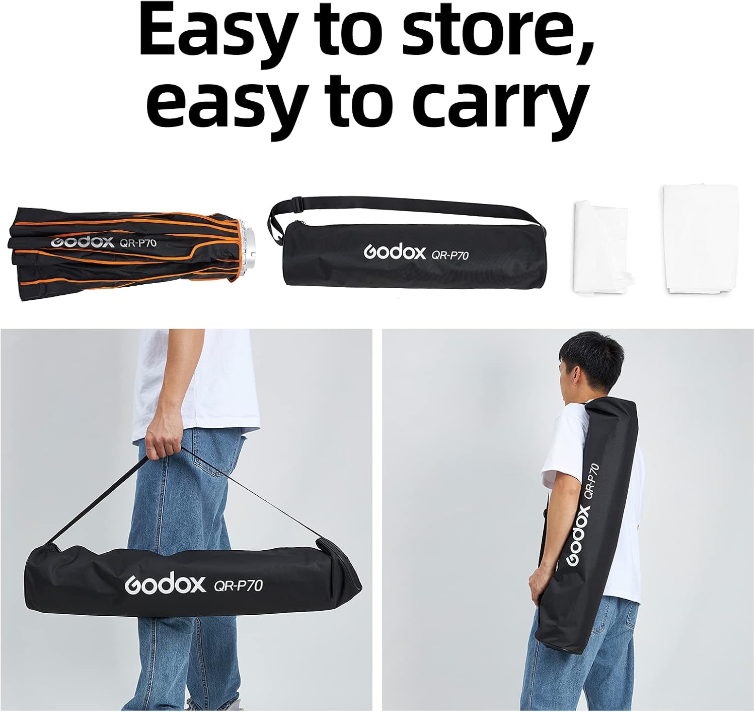 Godox QR-P70 27in 70cm Deep Parabolic Softbox Quick Release Compatible Bowens Mount Softbox with Grid, Carrying Bag for Photography Studio Portrait Video Shooting (27in / 70cm)