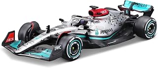 Bburago Formula 1 MB W13 E Performance (2022) with Helmet Russell 1:43 Scale Die-Cast Collectible Race Car