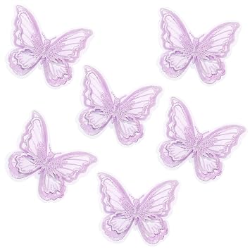 Butterfly Hair Clips Penta Angel 6Pcs Lace Embroidery Flower Butterfly Hair Bow Pins Wedding Hair Accessories for Women Halloween Christmas Party Decor Light Purple