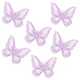 Butterfly Hair Clips Penta Angel 6Pcs Lace Embroidery Flower Butterfly Hair Bow Pins Wedding Hair Accessories for Women Halloween Christmas Party Decor (Light Purple)
