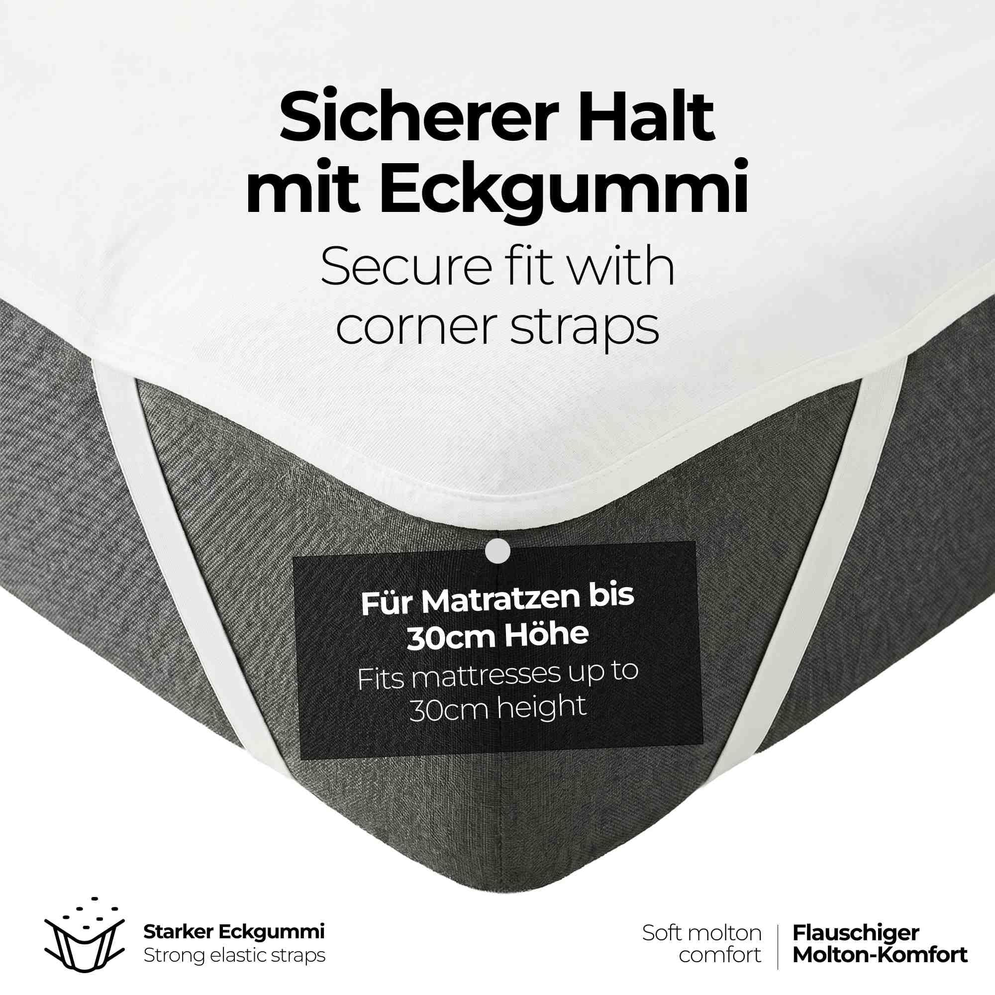 etérea Molton Matratzenschoner 200x200 cm - wasserundurchlässige Matratzenauflage - Matratzenschutz Agnes - Auflage atmungsaktiv und der Größe 200 x 200 cm, Weiß