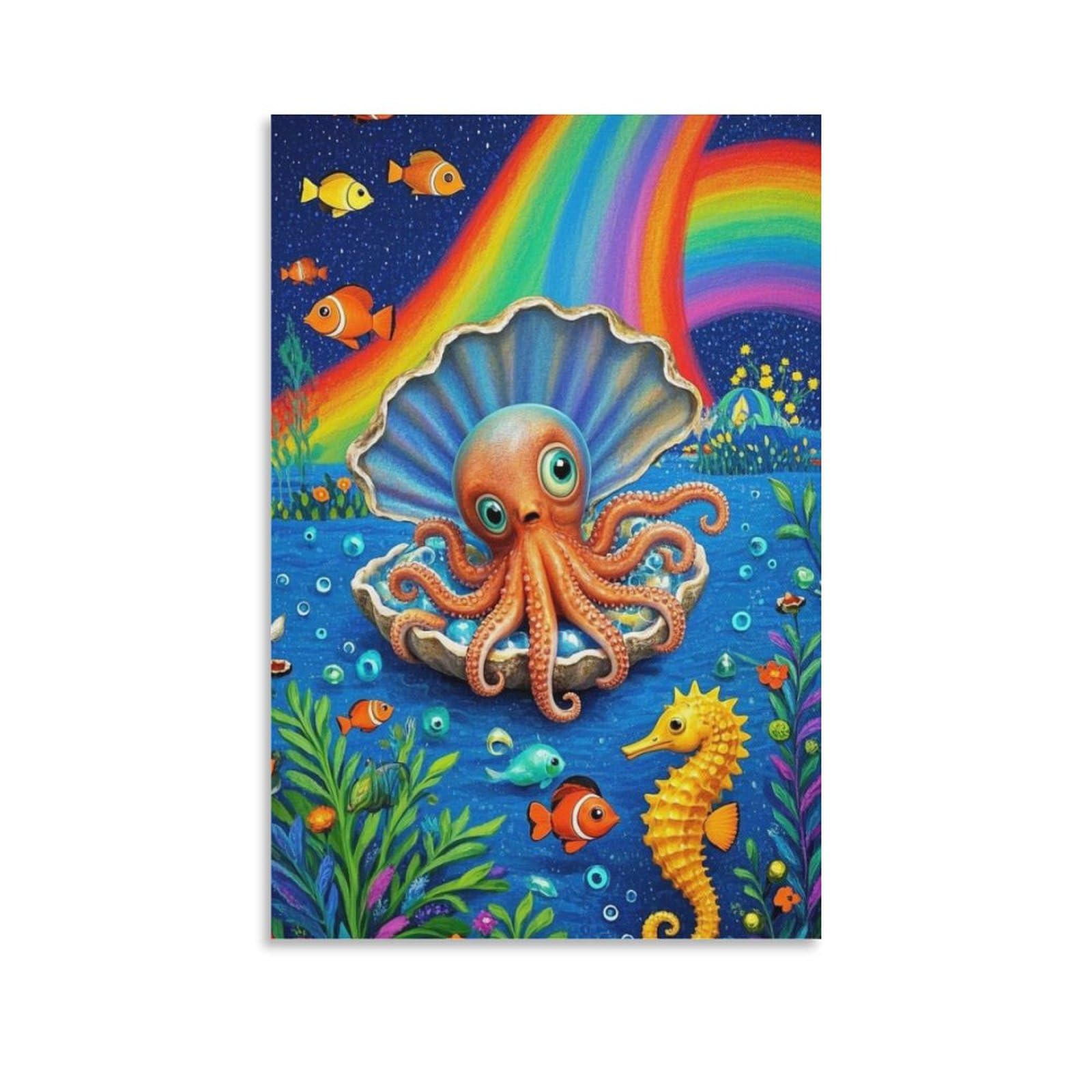 ESPLJQRYX Octopus Poster Artwork Canvas Prints Picture Modern Canvas Wall Art Picture Wall Hanging for Dining Room Kitchen Home Office Decor 16x24inch(40x60cm)