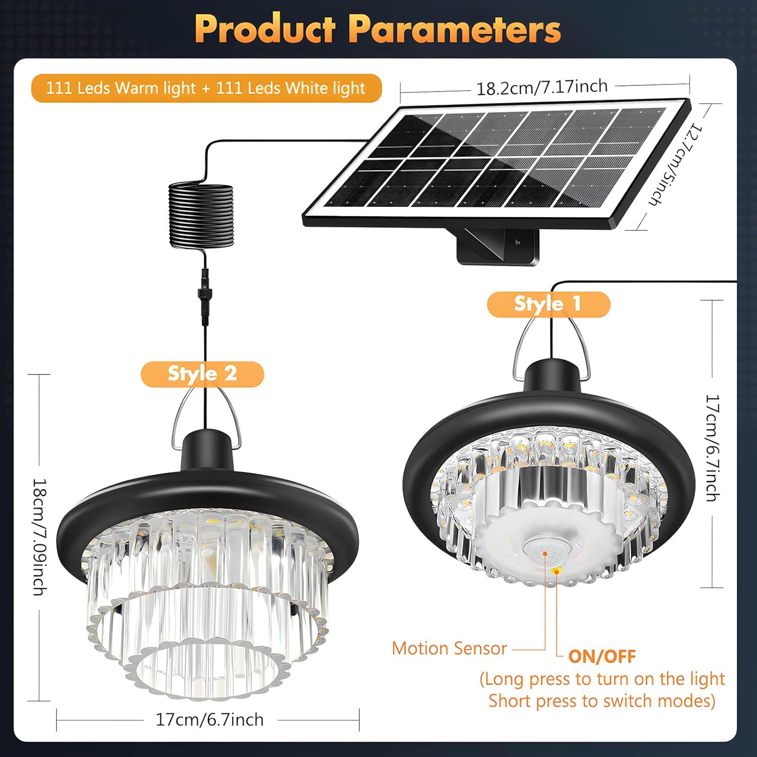 Mjaie Small Solar Crystal Lamp for Garden ABS PC Acrylic Construction Intelligent Light Sensors Technology Weather Crystal Pendant Light
