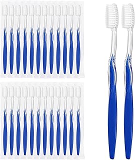 100 Pack Bulk Toothbrushes Individually Wrapped, Disposable Travel Toothbrushes (Blue)