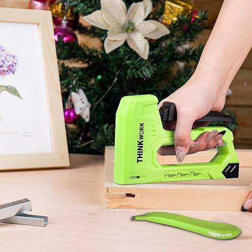 Miniatura 23 de Juego de 27 pistolas de grapas rosadas, uso doméstico, 3 en 1 con 900 grapas, pistola grapadora para madera resistente, tela, manualidades