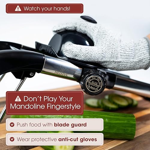 Miniatura 6 de Medove - Cortadora de mandolina de acero inoxidable para cocina cortadora de mandolina ajustable de 6 ajustes plataforma de 165 x 5 pulgadas