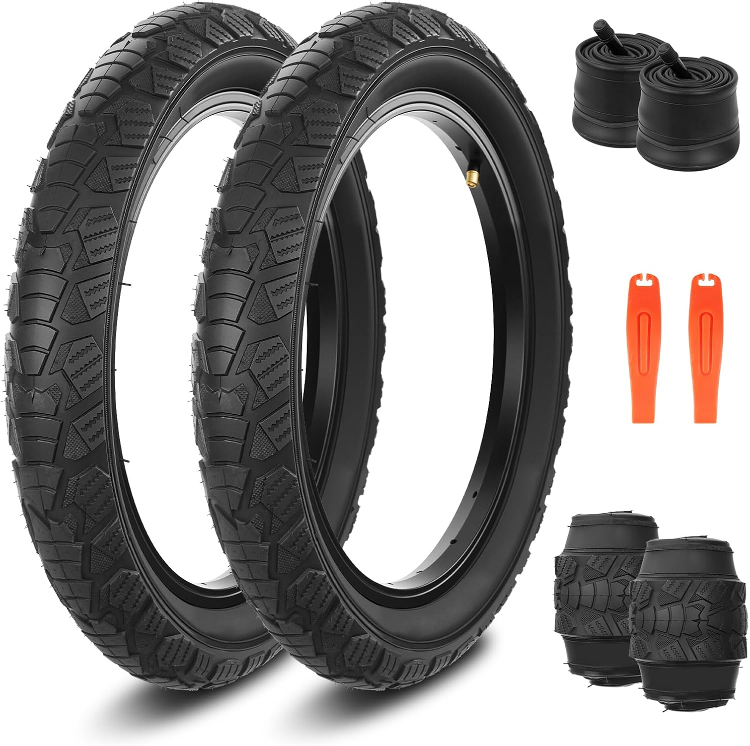 Bike Tire 16/20 inch Electric Bike Tire High Traction 16/20 x 2.5 inch Foldable Tire Anti - Slip Tread Replacement All Terrain Tire for E-Tricycle E-Bike Snow Bike Kids Dirt Bike BMX