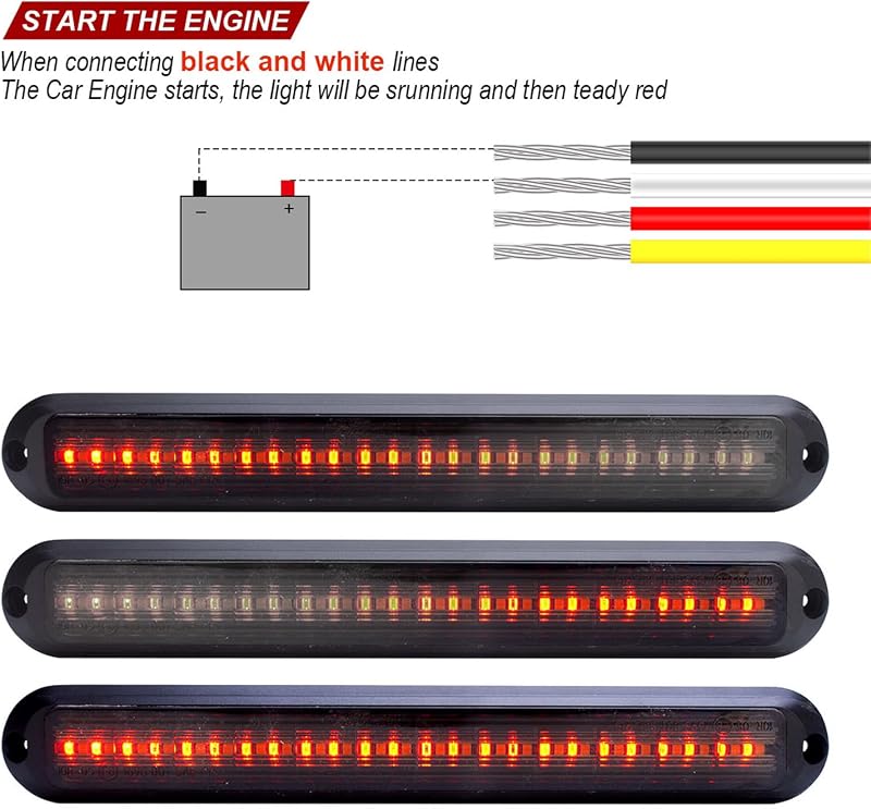 Greluma 12-24V 48 LED-es Utánfutó Féklámpa Szett - Piros-Sárga Multifunkciós Vízálló Hátsó Lámpa Autóhoz, UTV-hez