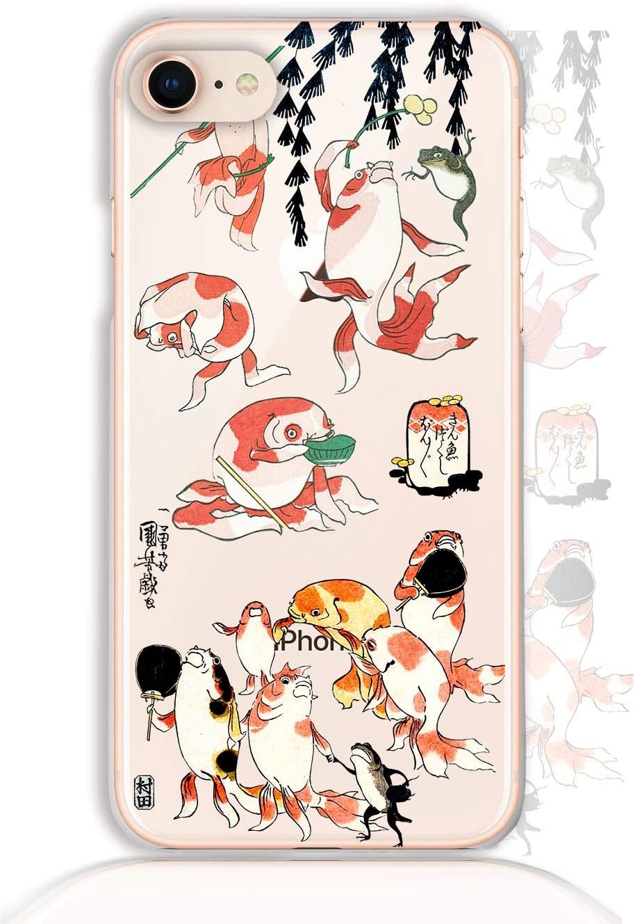 Amazon Co Jp Iphonese3 Iphonese2 Iphone8 スマホケース 世界の名画 歌川国芳 金魚づくし 透明ケース 浮世絵 絵画 芸術 アート おしゃれ 金魚 Iphone クリア 家電 カメラ