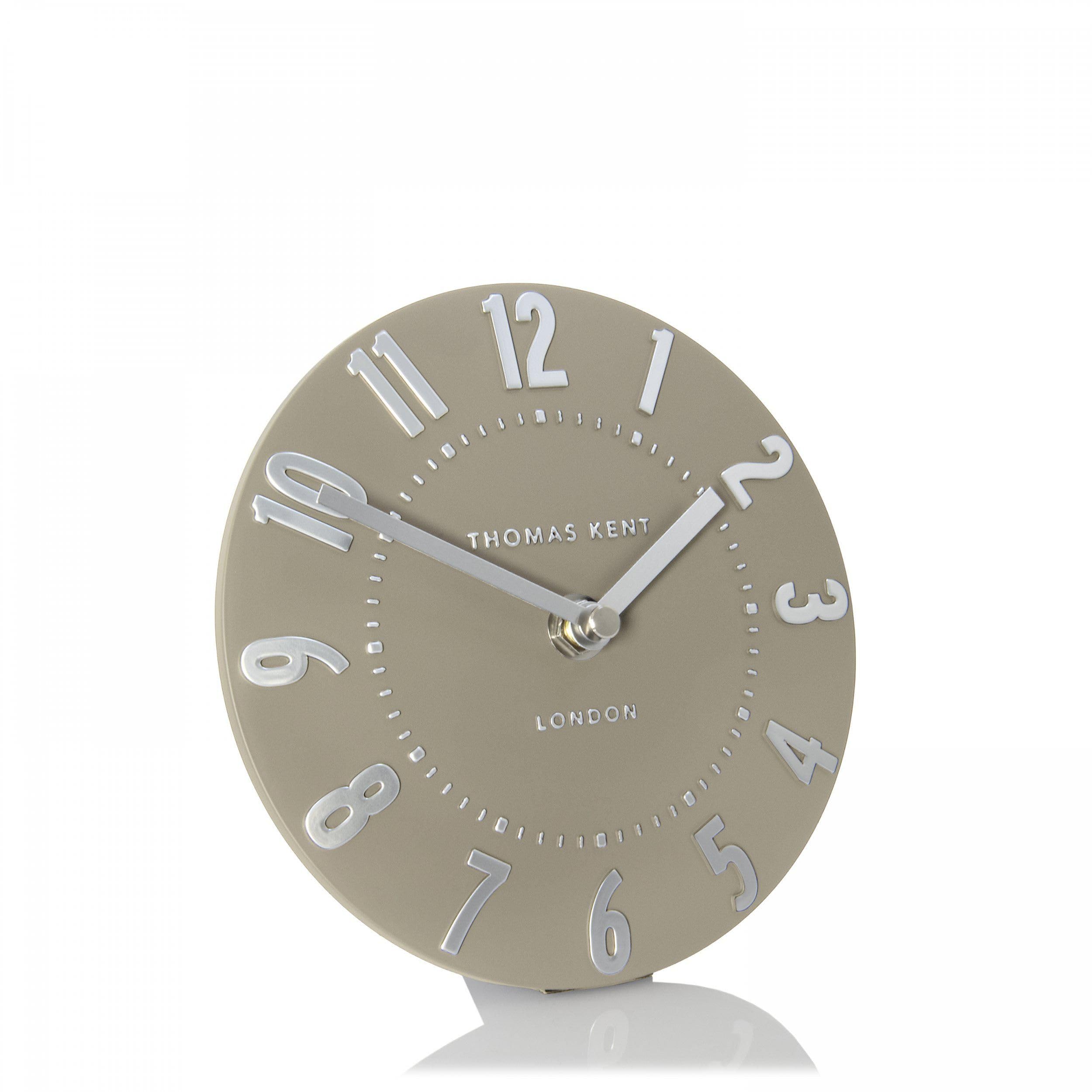 Thomas Kent Mocha 6" Mulberry Mantel Clock with Quartz Movement & Embossed Foiled Metallic Numerals