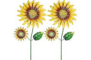 hogardeck Metal Sunflowers Yard Stakes Decorative