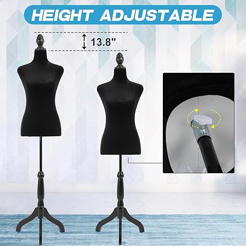 Miniatura 2 de BLKMTY Maniquí femenino con forma de torso, maniquí de costura, altura del cuerpo, ajustable, modelo de vestido con base de trípode, para costura,